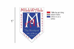 Artwork proof for a Millwall Rovers Athletic shield badge with printed detail