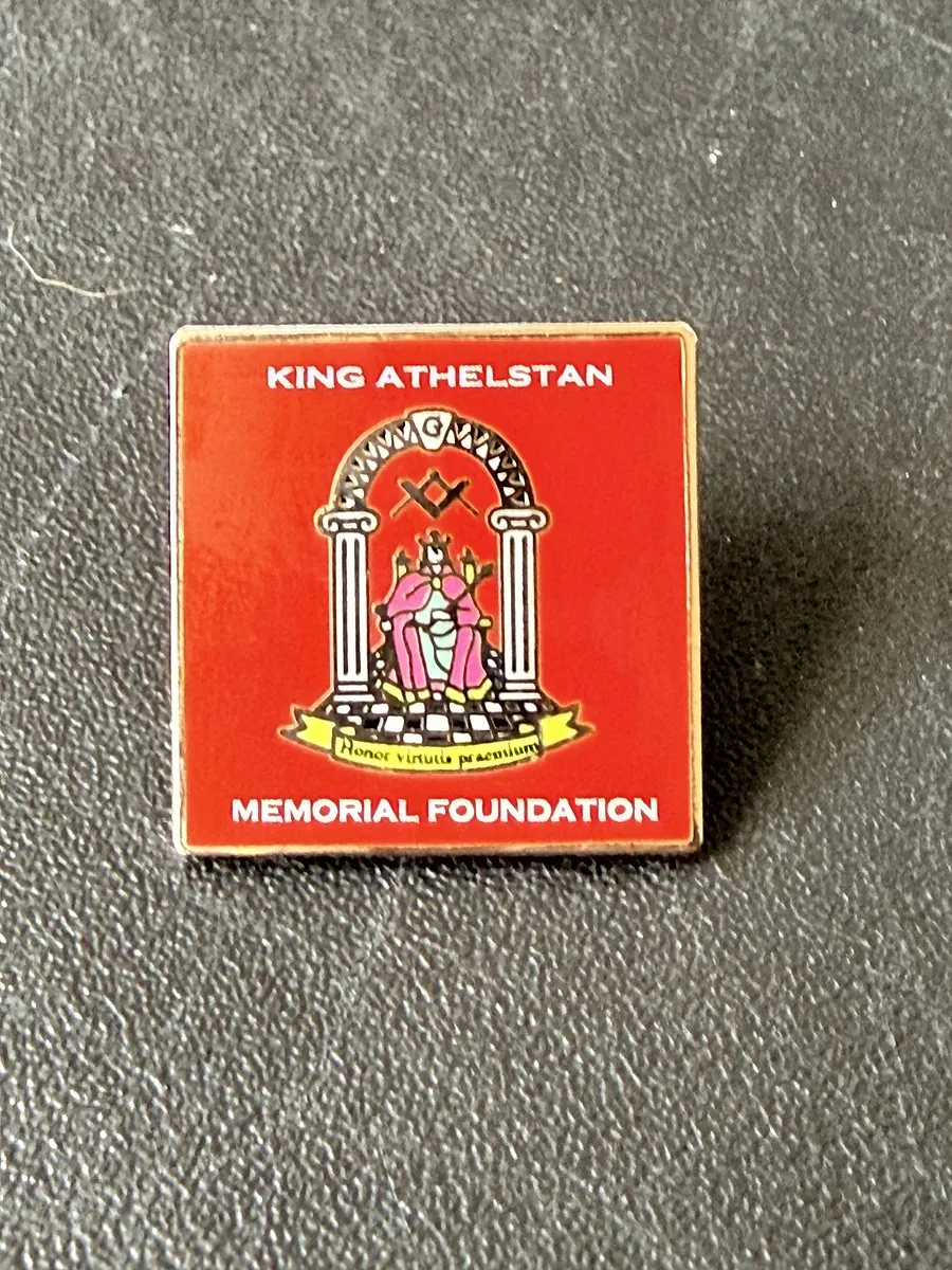 King Athelstan Memorial Foundation square cloisonné badge with printed detail