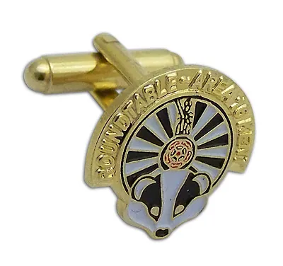 Gold Round Table badger cufflink with enamel colour fill