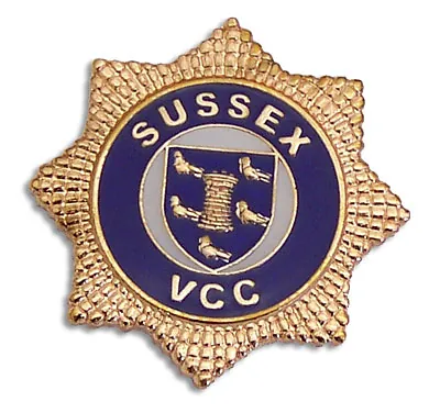 Sussex VCC star-shaped enamel pin badge with gold plating