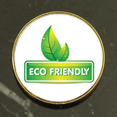 Eco Friendly round school badge with green leaves