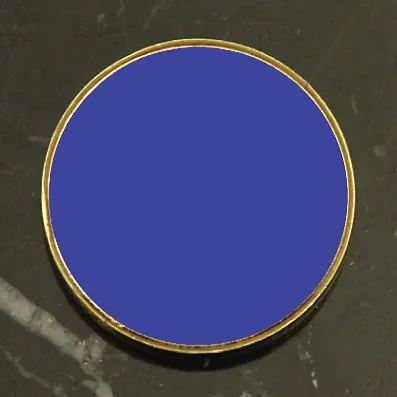 Plain royal blue round enamel school badge with gold edge