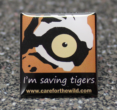 Photo printed I'm Saving Tigers pin badge
